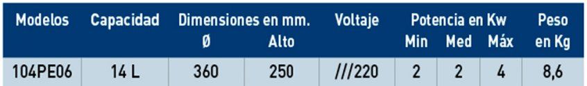 Perol de cobre eléctrico 104PE06